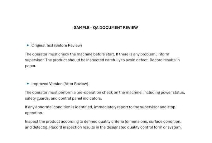 review and improve your QA or technical document